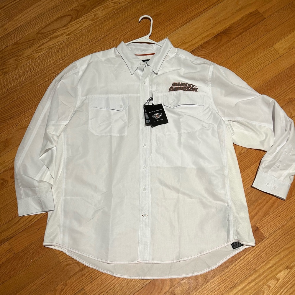 Harley-Davidson White Casual Button Down Shirt Fast Drying! Size 3XL